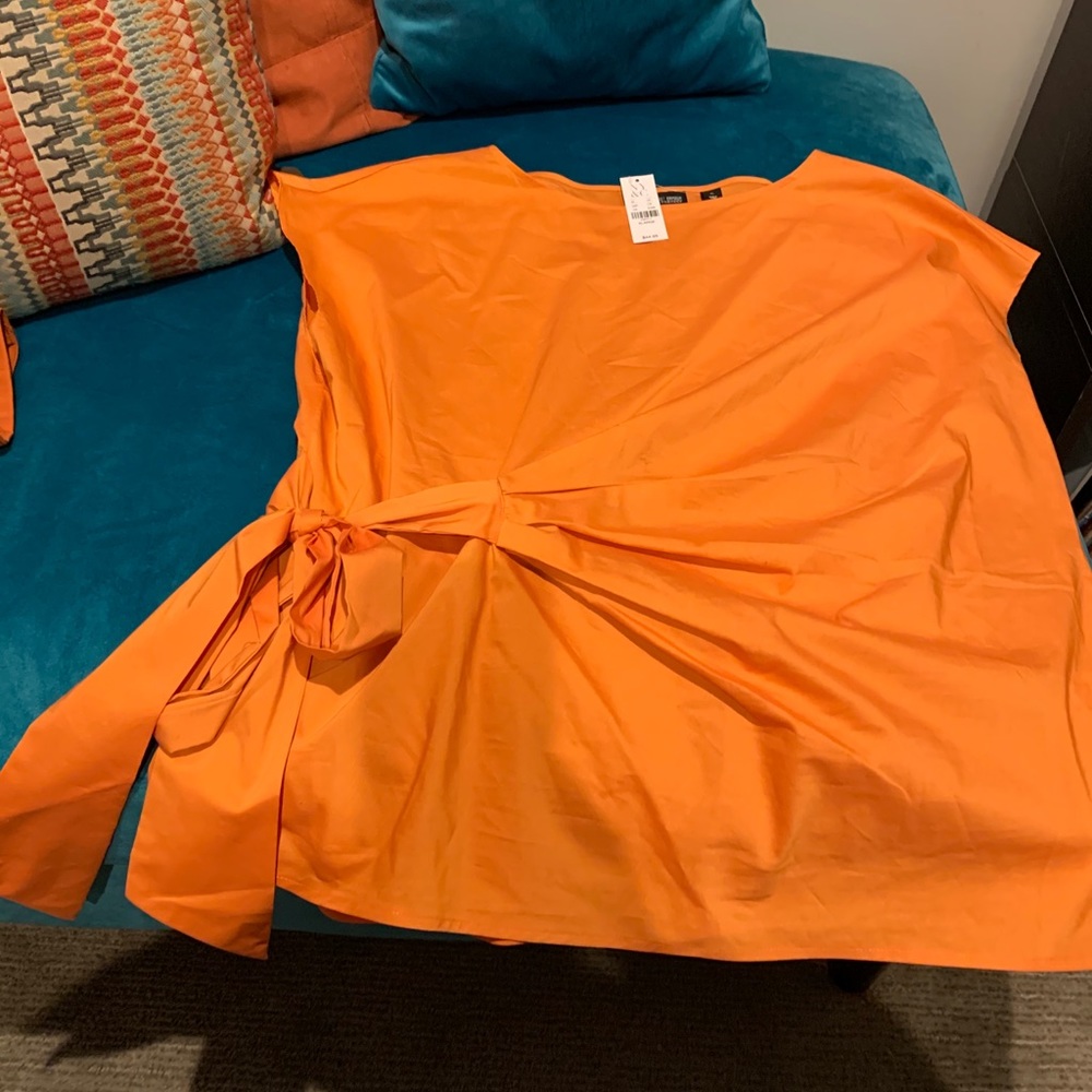 NWT tangerine blouse with bow accent